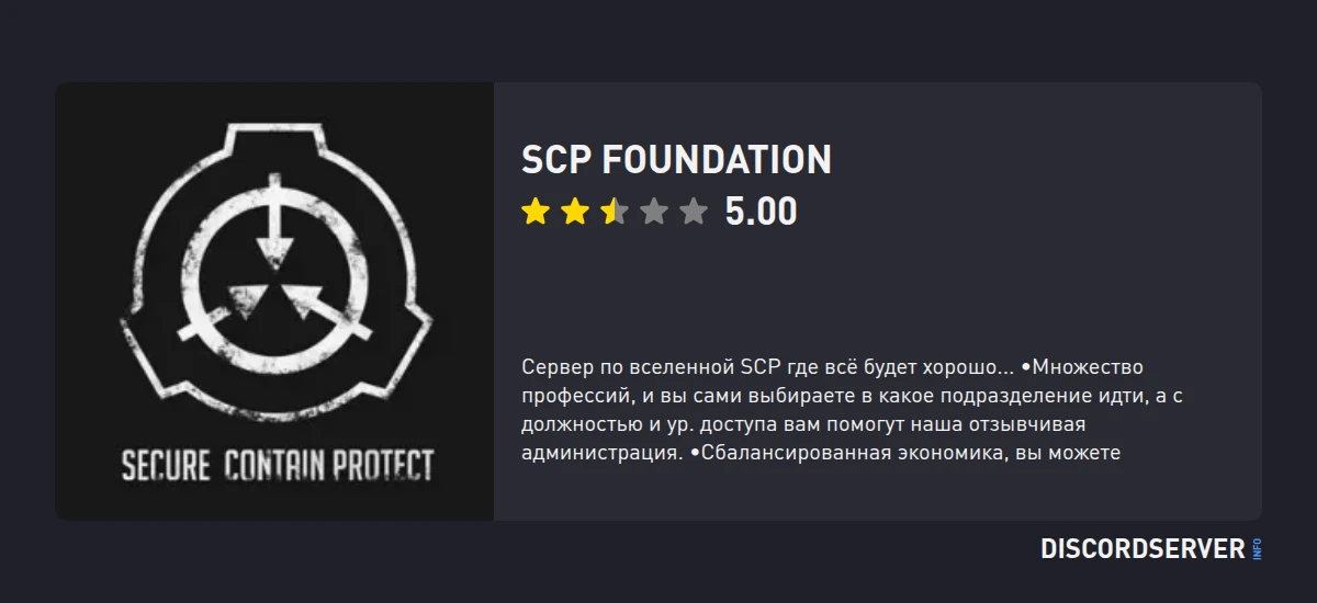 SCP Foundation — мониторинг Discord сервера, статистика и рейтинг