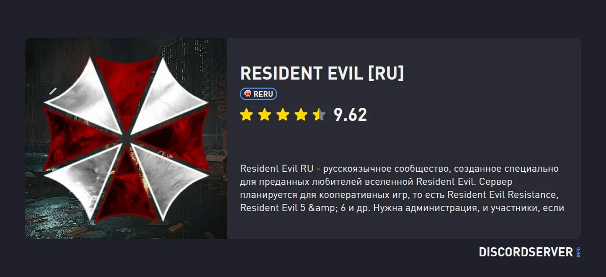 Resident Evil [RU] — мониторинг Discord сервера, статистика и рейтинг