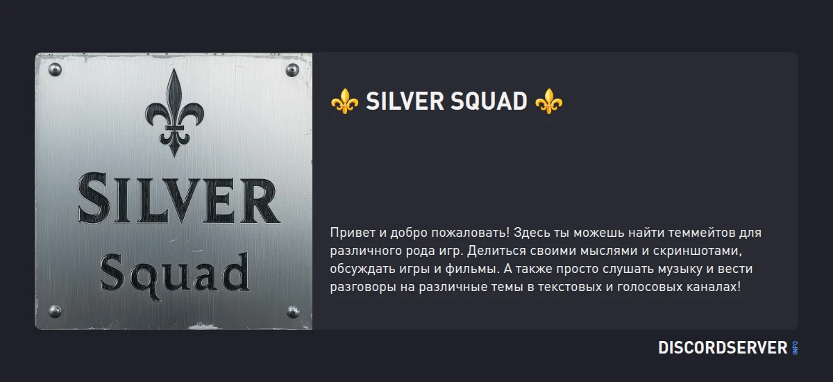 ⚜ Silver Squad ⚜ — мониторинг Discord сервера, статистика и рейтинг